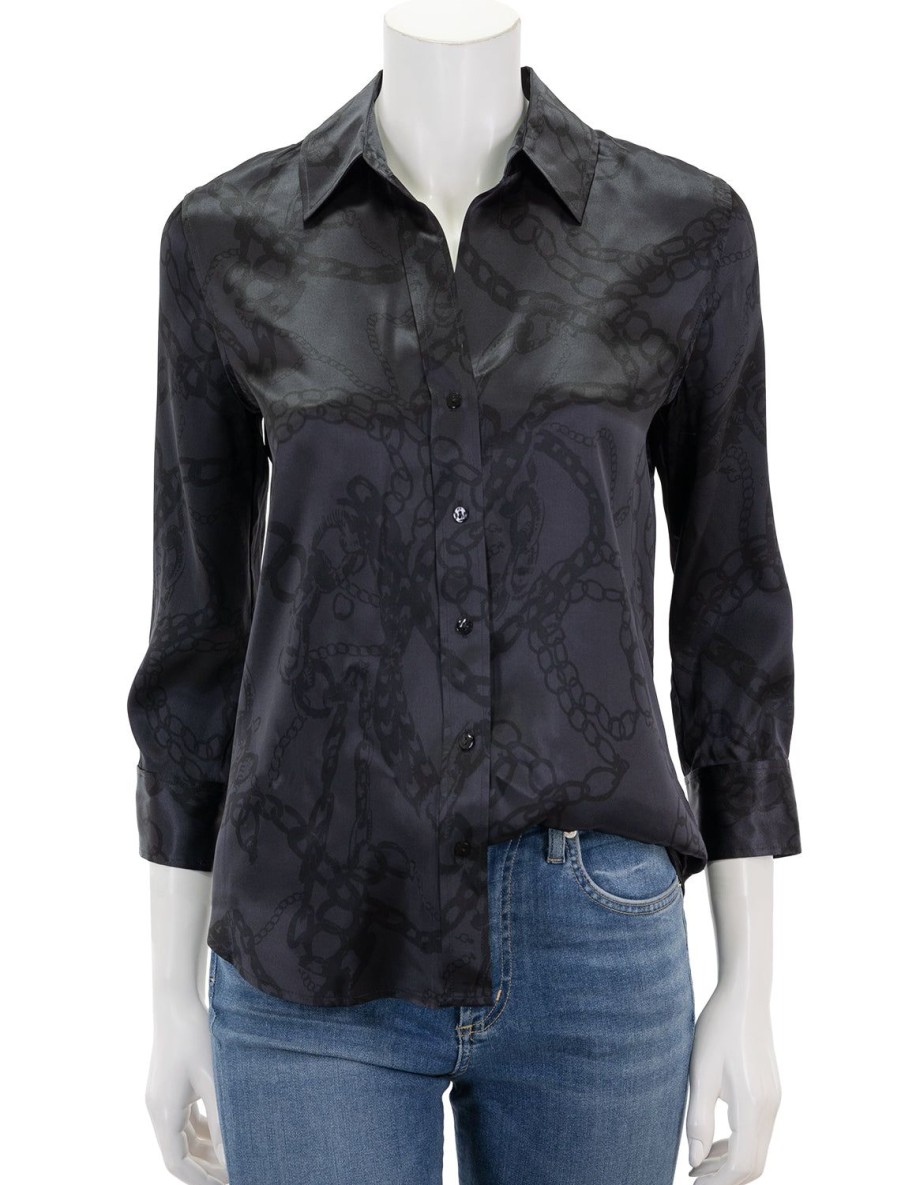 New Dani In Black In Black Allover Chain Buttondowns + Shirts