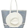 New Sunhat Sized Traveler Tote In Navy Stripe Totes + Satchels