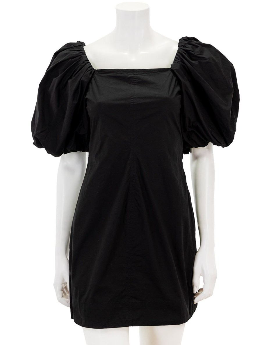 New Cotton Poplin Twisted Sleeve Mini Dress In Black Occasion Dresses