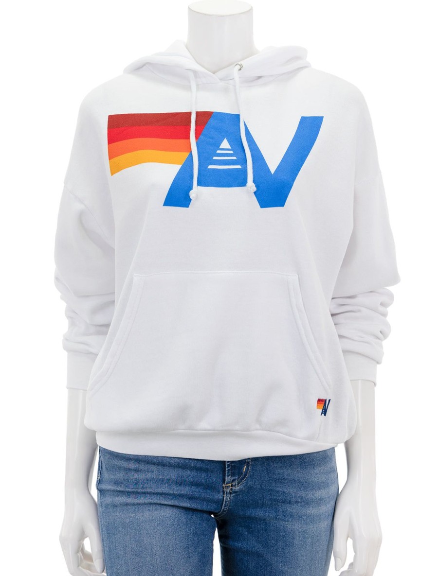 Online Logo Pullover Hoodie Relaxed In White Lounge Tops + Sweatshirts