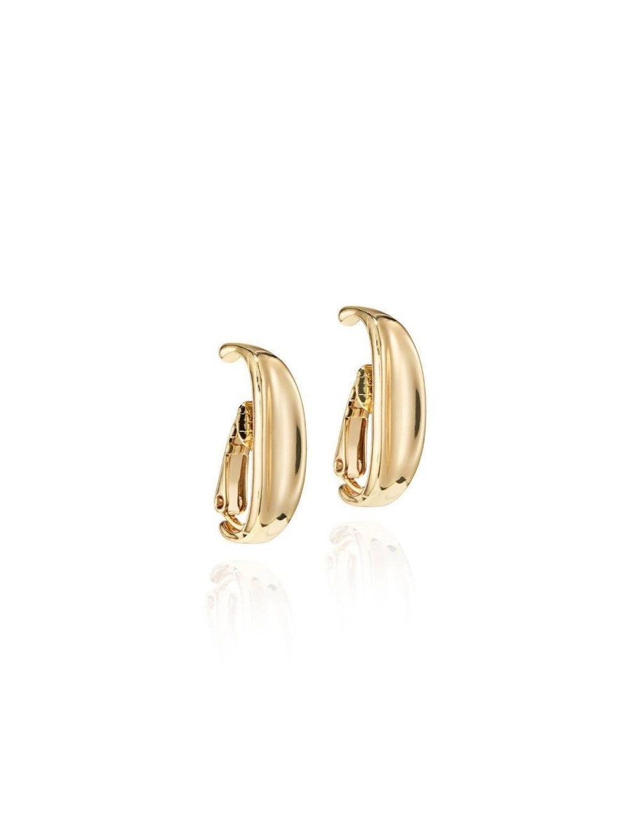 Clearance Groove Lobe Cuff In Gold Hoops