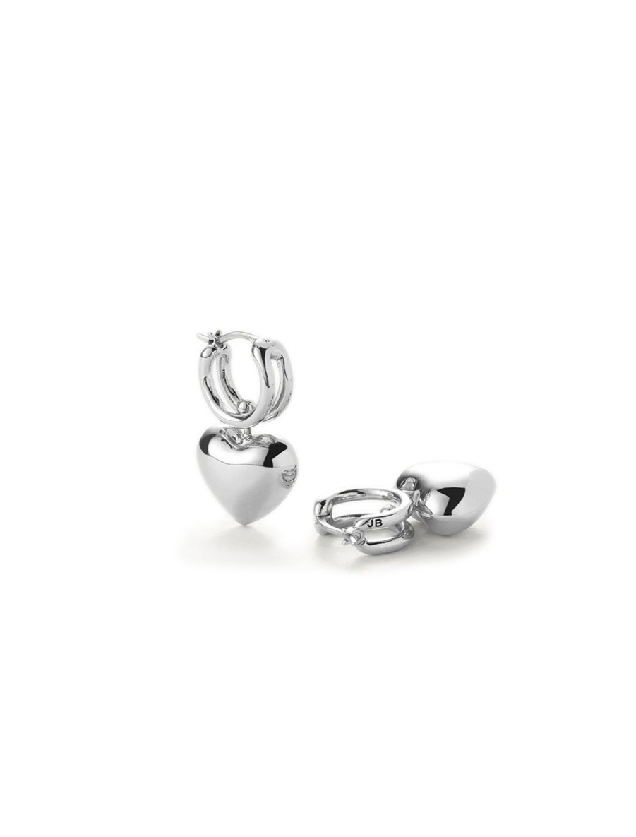 Hot New Puffy Heart Huggies In Silver Hoops