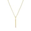 Clearance 14K Single Diamond Vertical Bar Pendant Necklace Delicate