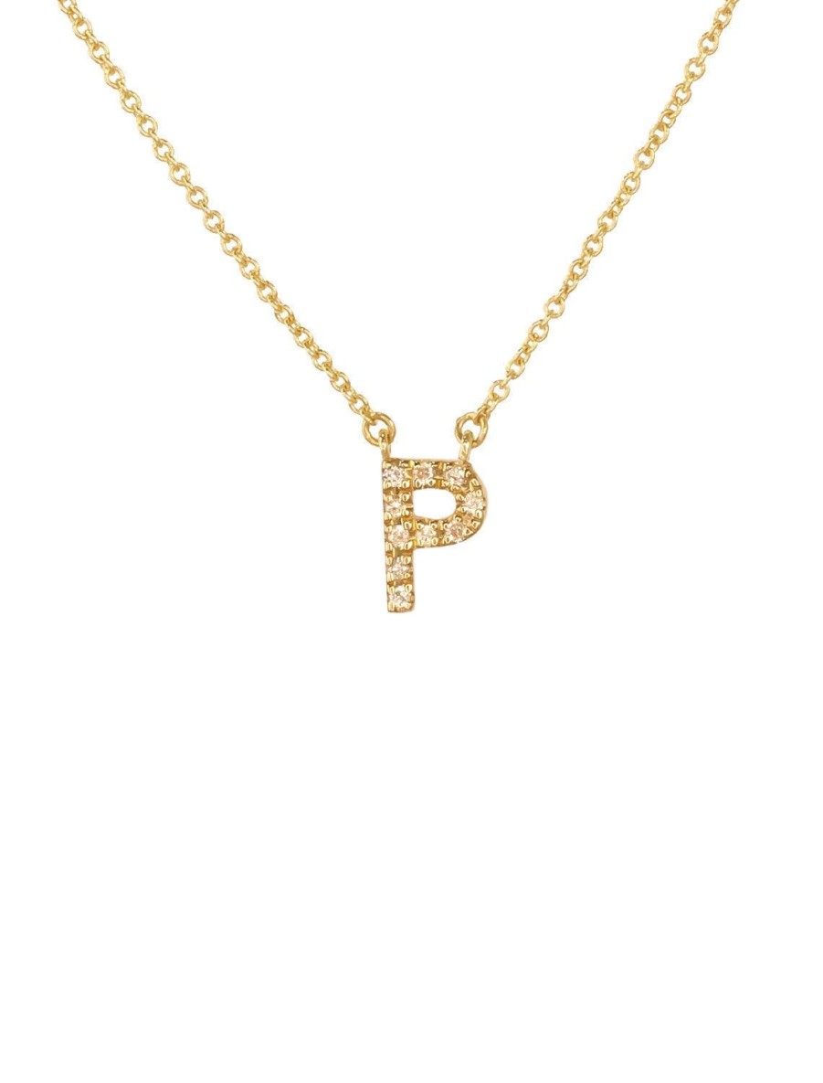 Hot Diamond And 14K Initial P Necklace Delicate