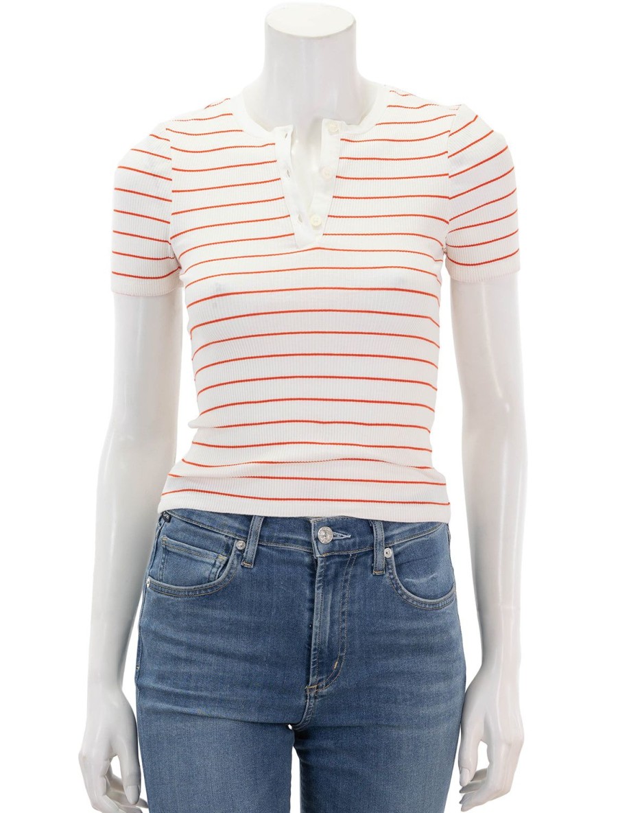 Hot The Genie In Cream And Poppy Stripe Tees