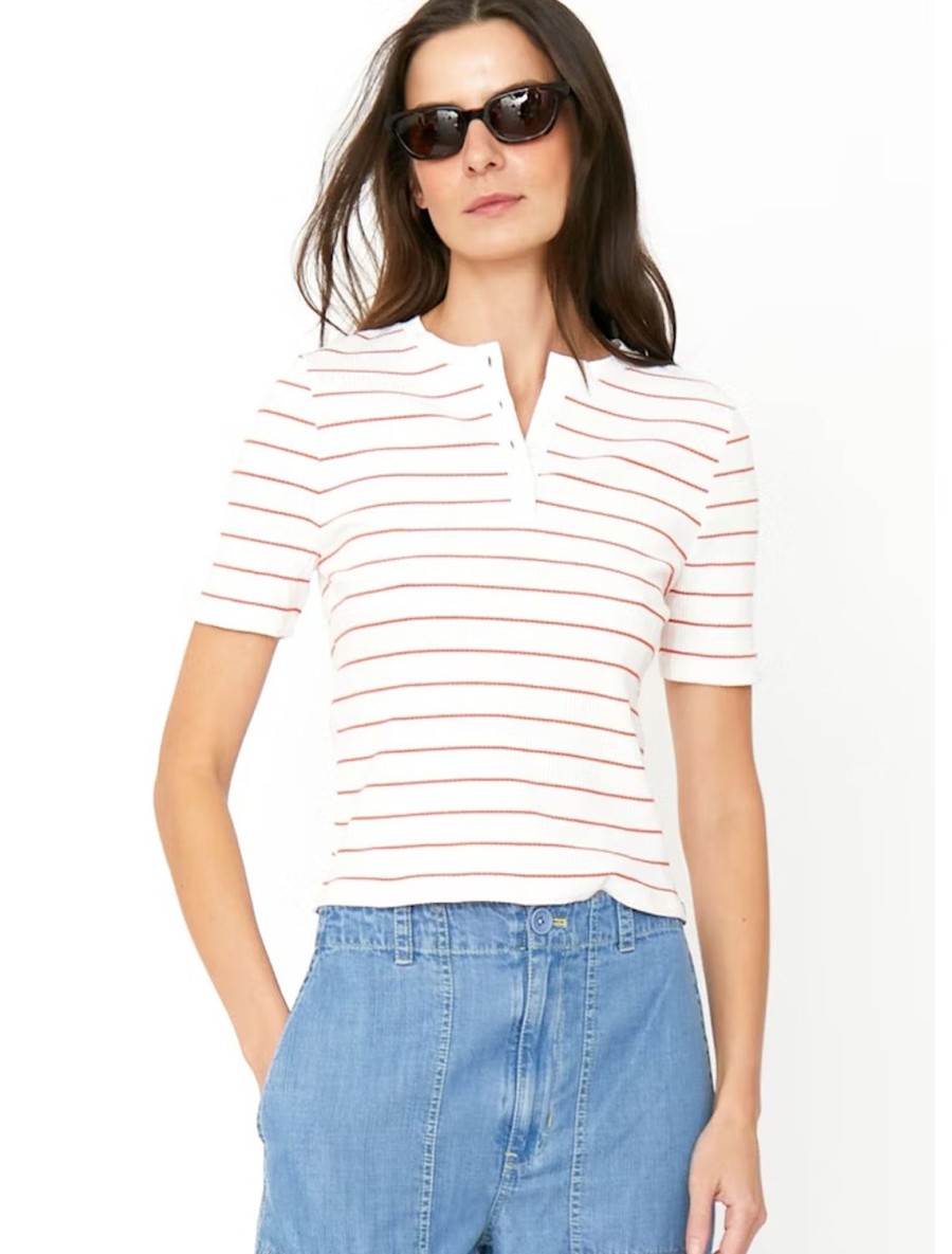 Hot The Genie In Cream And Poppy Stripe Tees