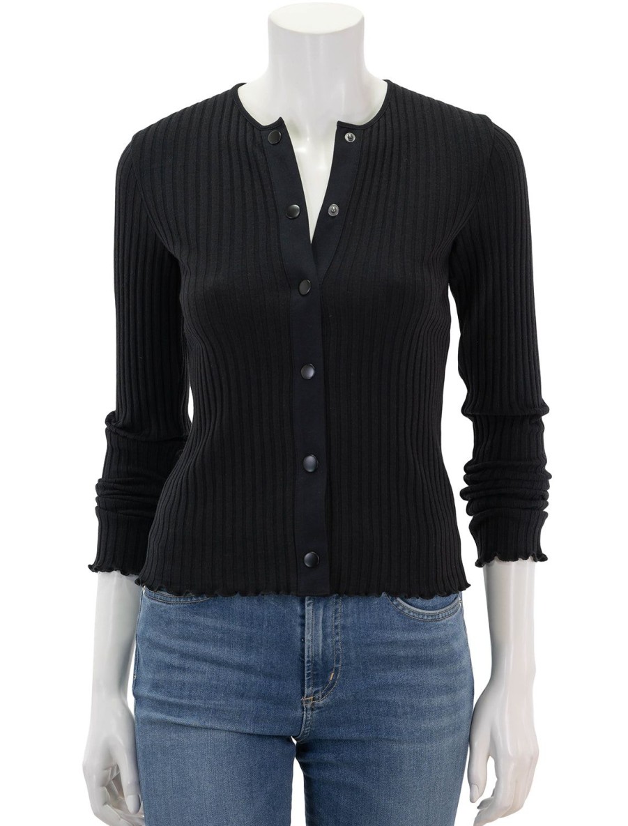 New Ribbed Cardigan In Black Cardigans