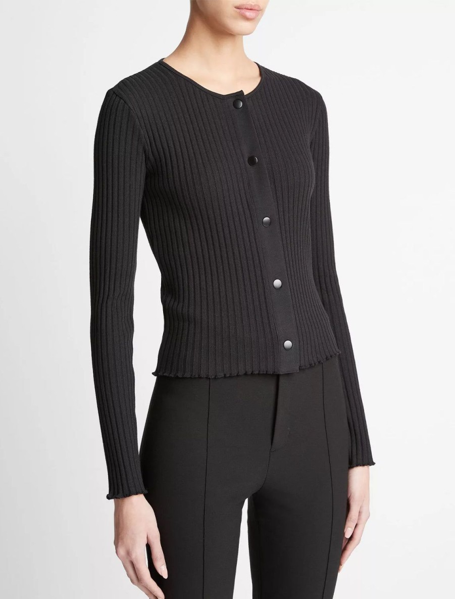 New Ribbed Cardigan In Black Cardigans