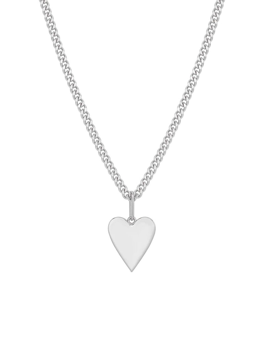 Best Amaya Heart Curb Chain Necklace In Silver Statement