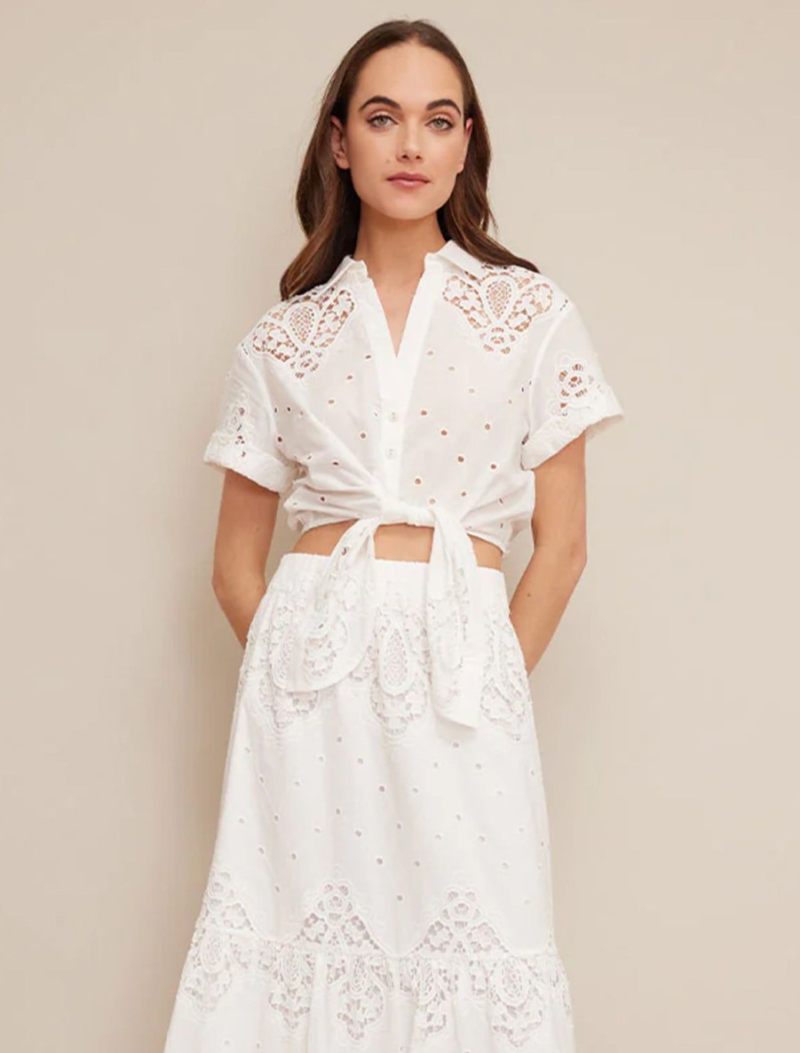 Online Asbury Top In White Eyelet Buttondowns + Shirts