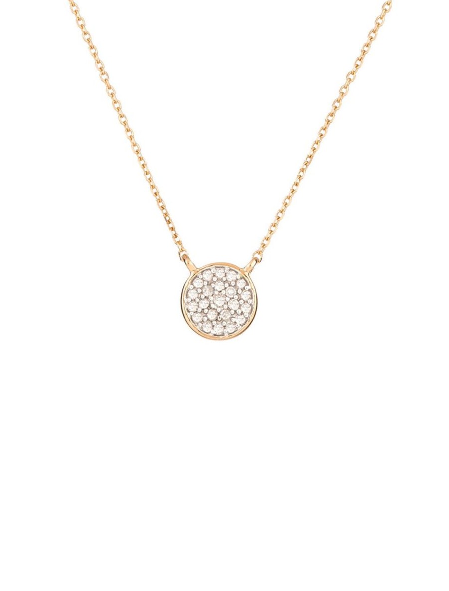 Online Solid Pave Disc Necklace Delicate