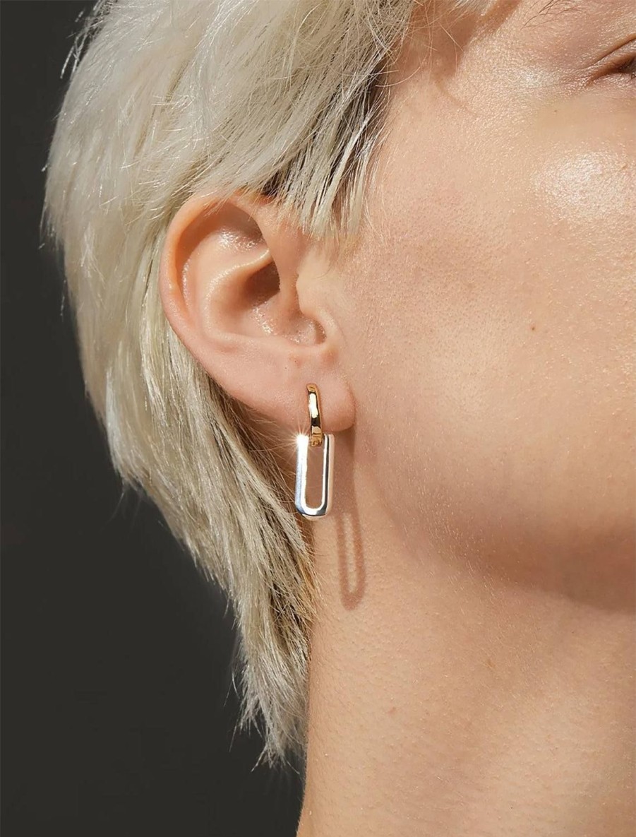 New Teeni Detachable Link Earrings In Two Tone Hoops