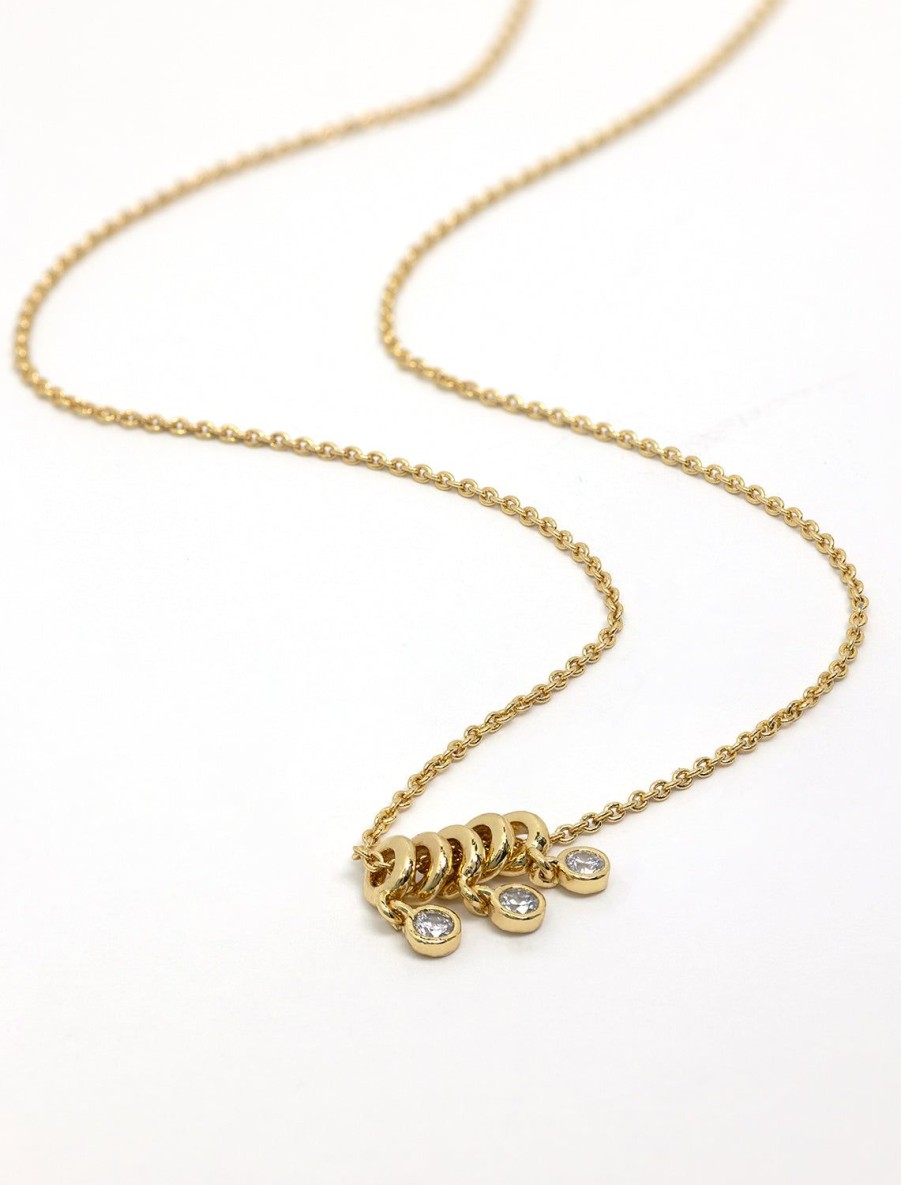 Hot Necklace With Gold Rings And Cz Dangles Delicate