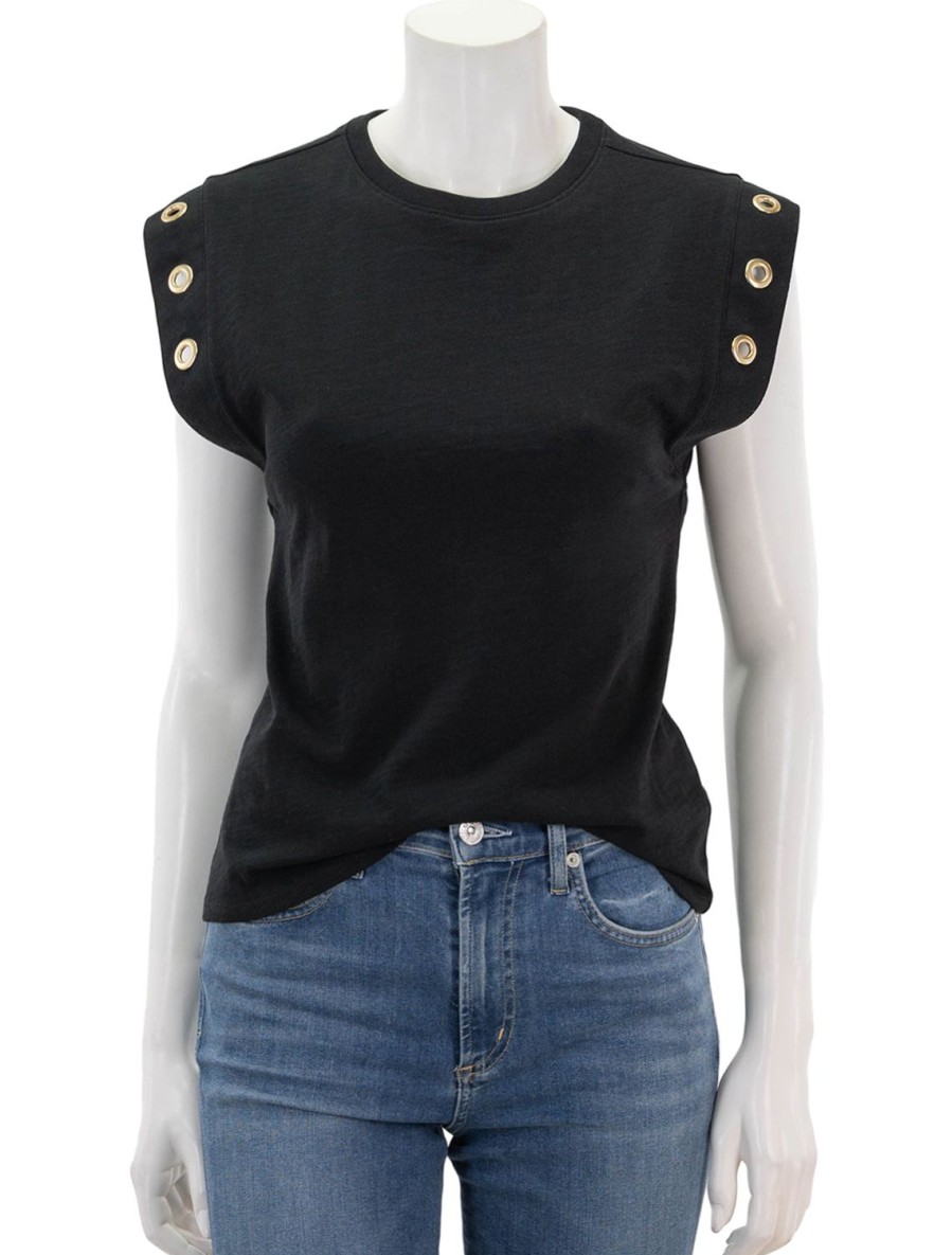 Online Oran Muscle Tee With Grommets In Black Tees