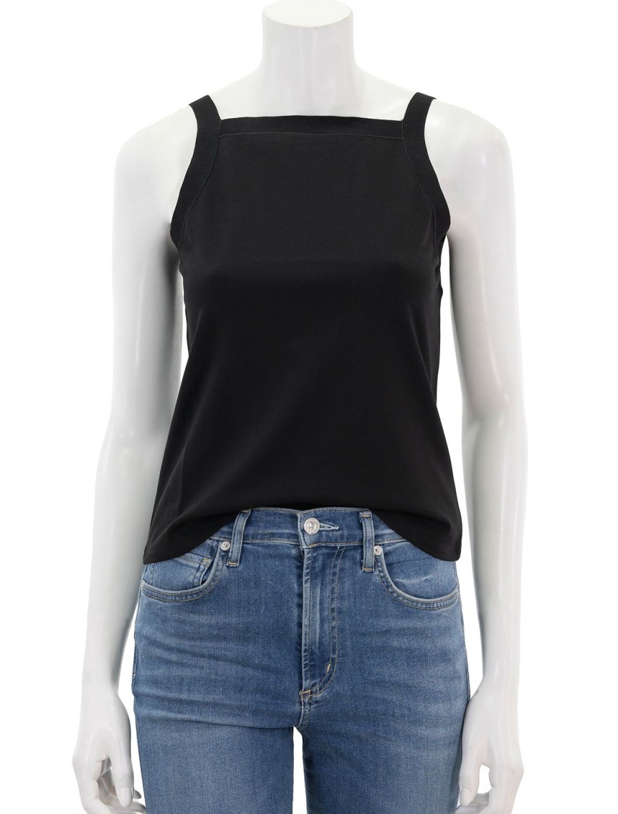 Clearance Square High Neck Tank In Black Tanks