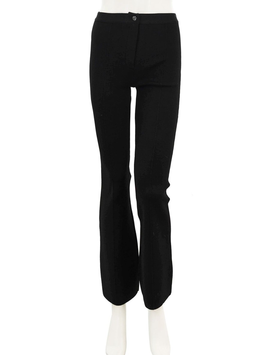 Hot Flare Pant In Black Compact Crepe Trousers