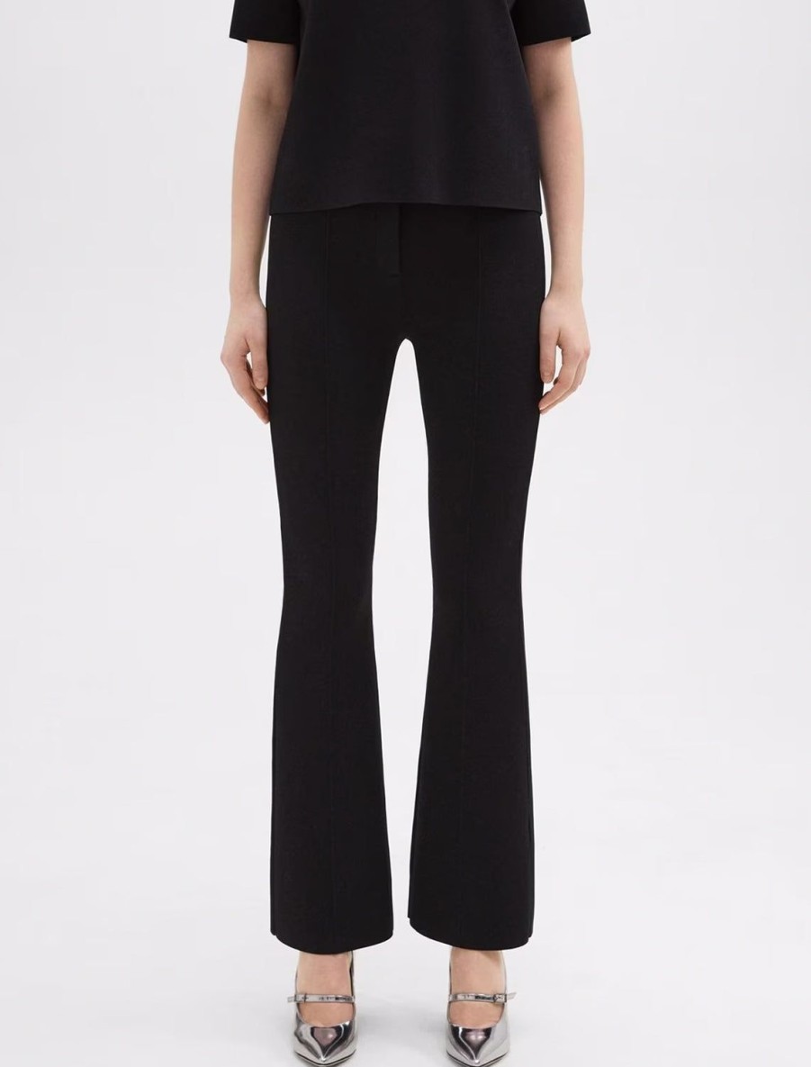 Hot Flare Pant In Black Compact Crepe Trousers