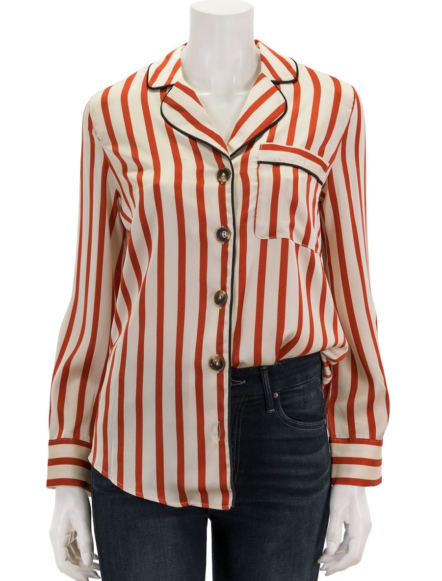 Online Striped Satin Shirt With Piping Buttondowns + Shirts