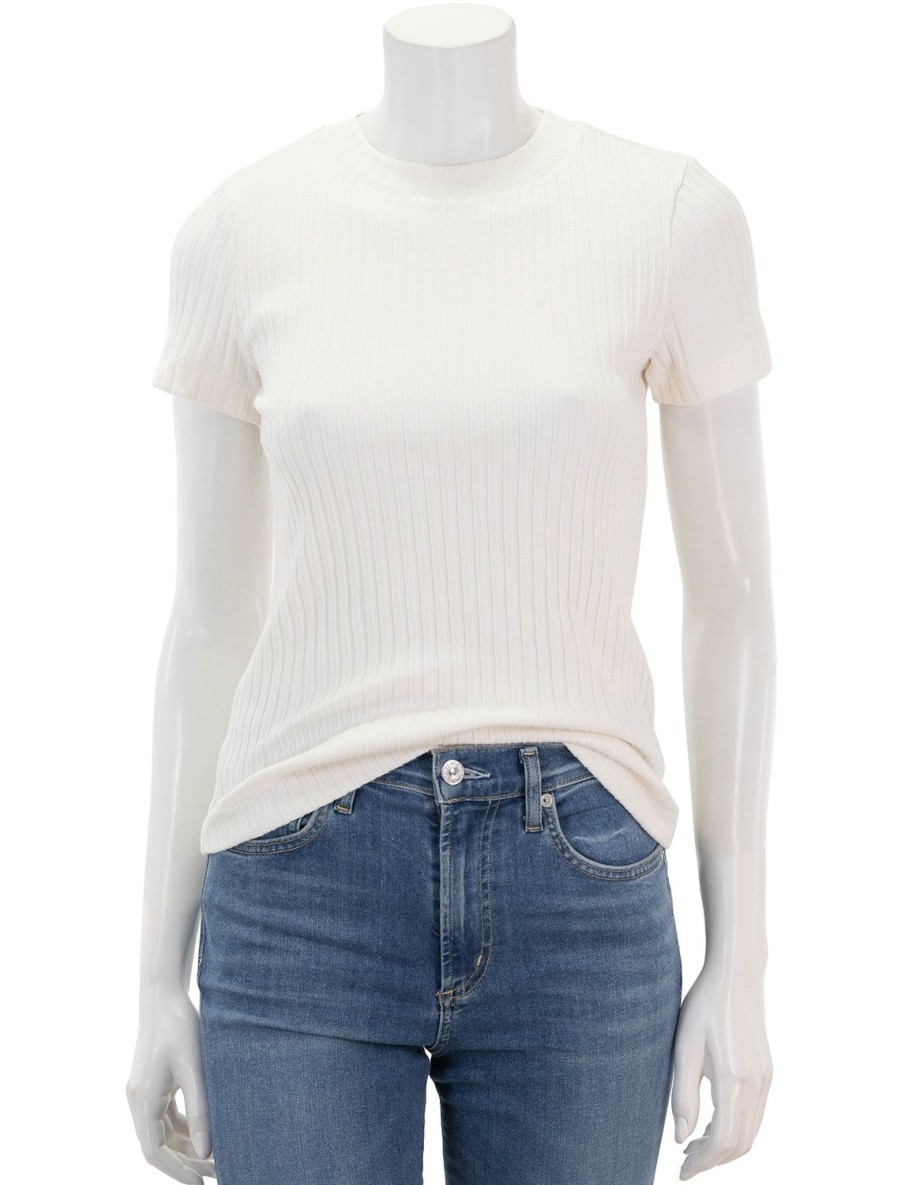 Clearance Rib Short Sleeve Crew Neck Tee In Offwhite Lounge Tops + Sweatshirts