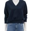 Online Horizontal Rib V-Neck Pullover In New Navy Sweatshirts + Hoodies