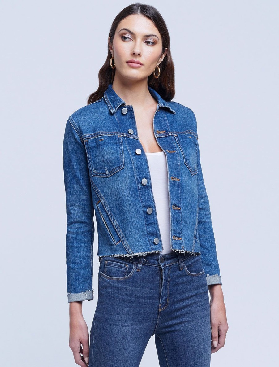 Hot Janelle Slim Raw Jacket In Authentique Jean Jackets