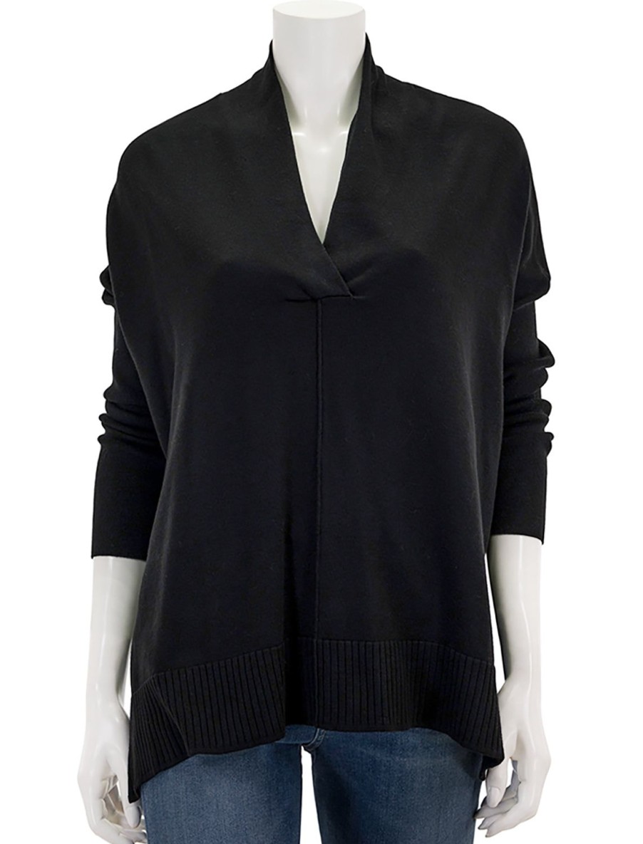 Clearance Oversized Shawl Collar Sweater In Black Pullover Sweaters