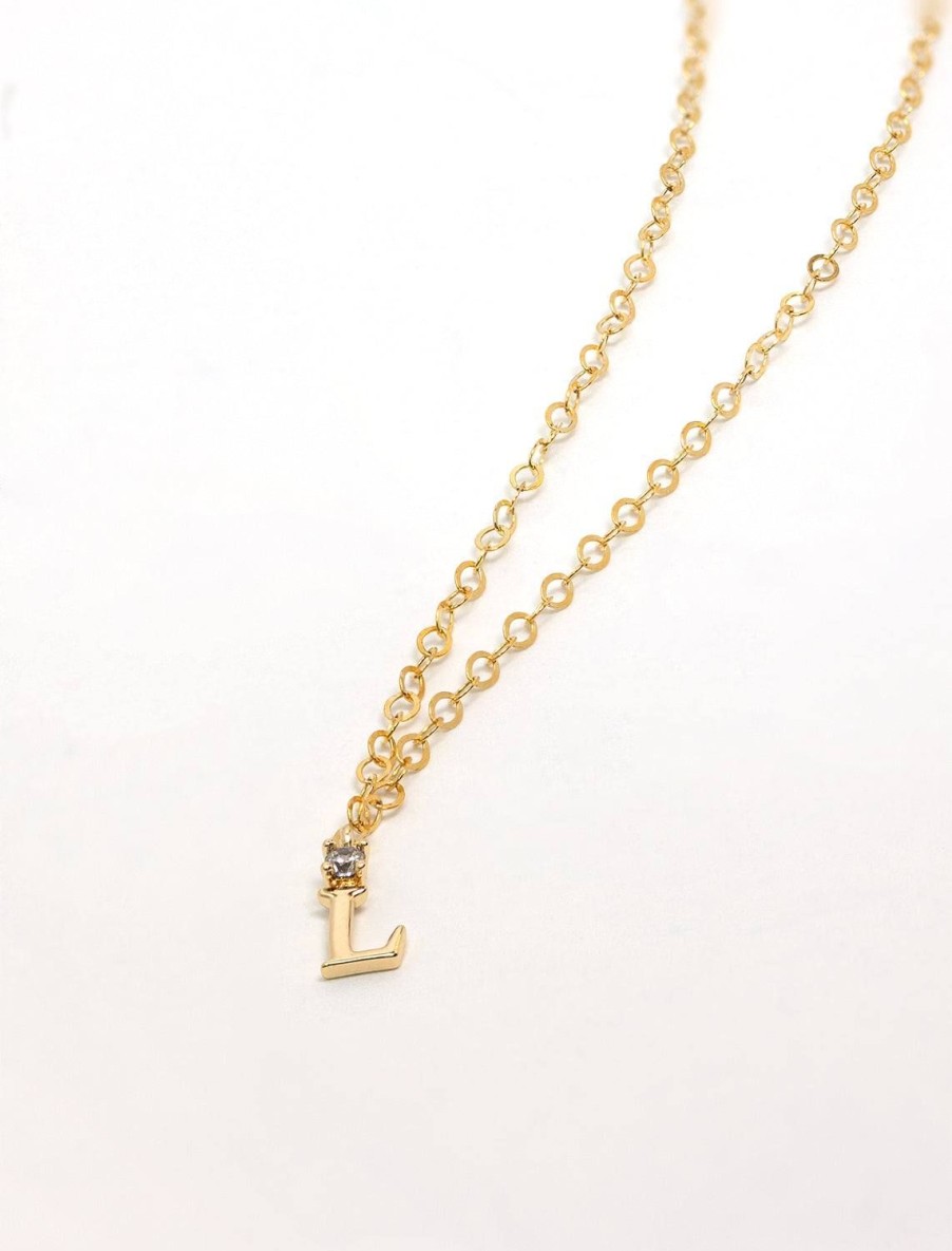 Wholesale Initial And Cz Necklace In Gold | L Delicate