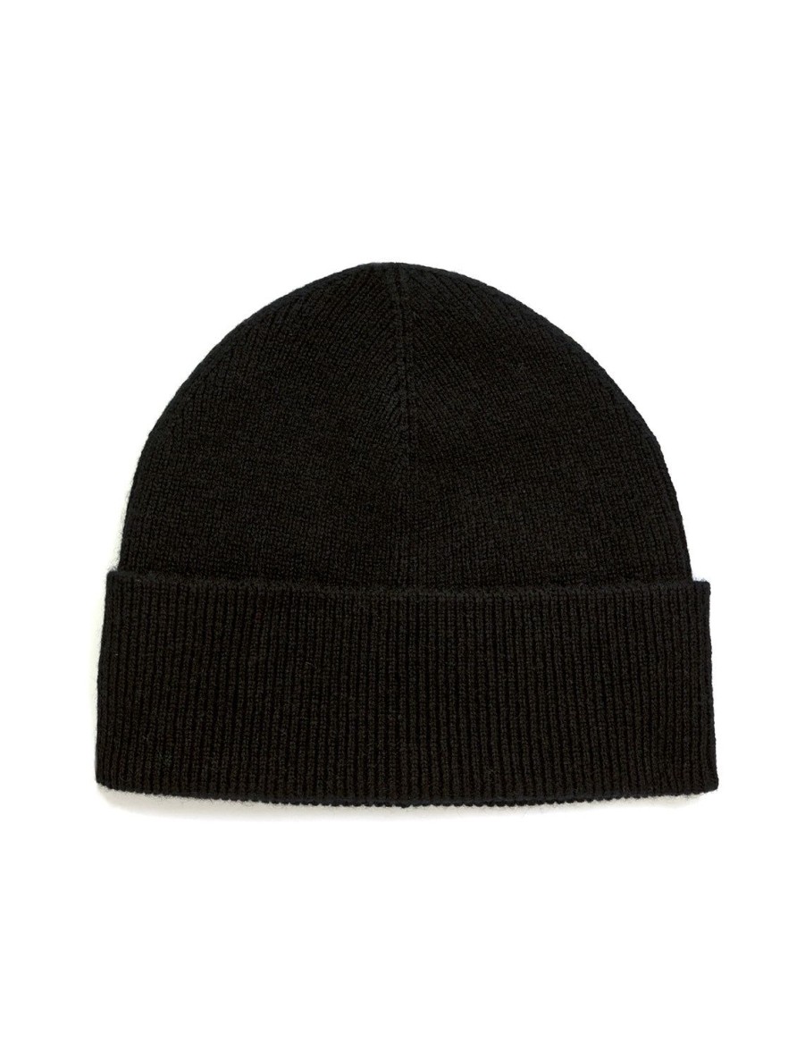 Wholesale Ribbed Turnback Hat In Black Hats