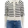 Clearance Cheshire Cardigan In Off-White And Black Stripe Cardigans