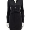 Wholesale Matte Jersey Long Sleeve Shirt Dress In Black Casual + Knit Dresses