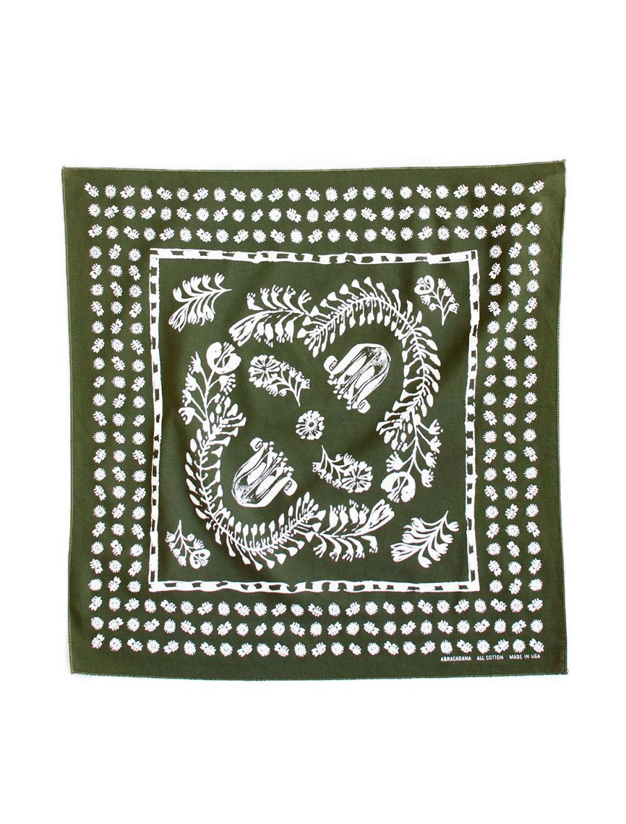 Online Floral Bandana - Olive Scarves