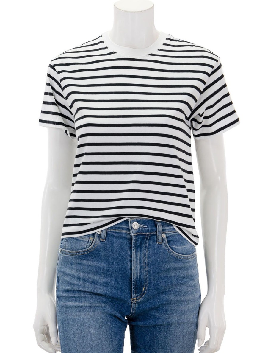 New Classic Jersey Short Sleeve Stripe Boy Tee In Black And White Stripe Lounge Tops + Sweatshirts