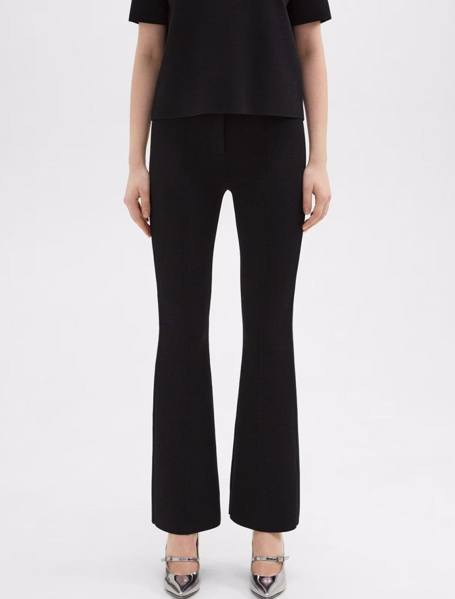 Clearance Flare Pant In Black Compact Crepe Pants