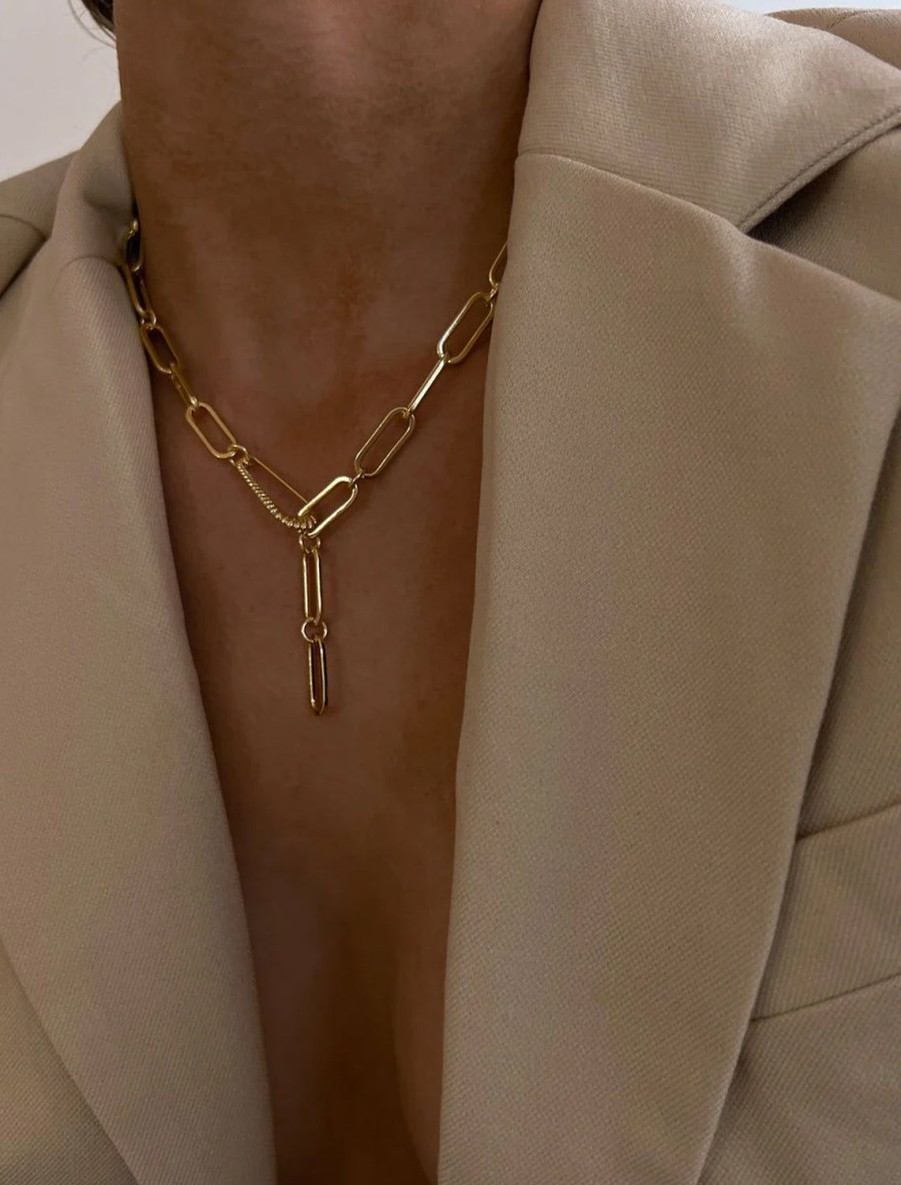 Hot The Francois Safety Pin Necklace In Gold Chain Necklaces