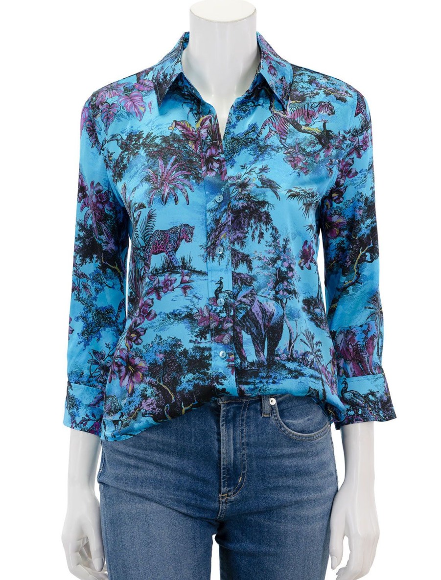 Hot Dani In Blue Jungle Toile Blouses