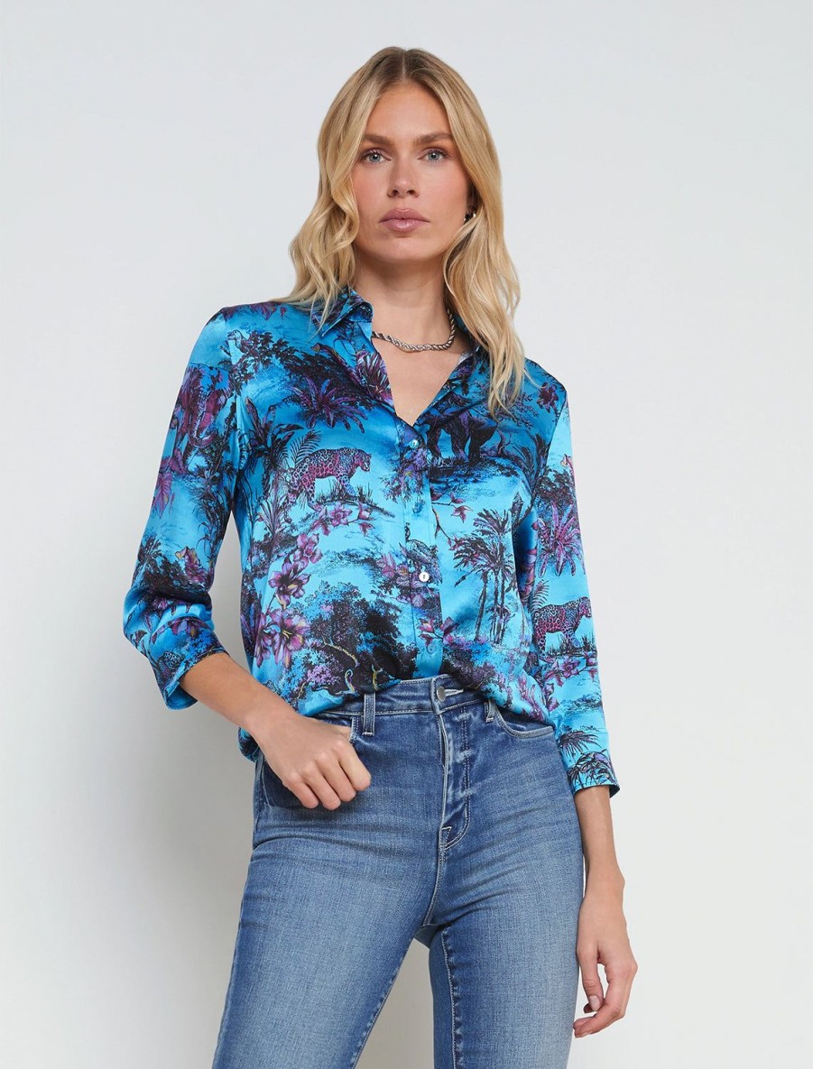 Hot Dani In Blue Jungle Toile Blouses