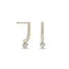 Hot 14K Curved Bar And Diamond Drop Earrings In White Gold Studs