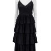 Best Siya Silk Layered Dress In Black Black Dresses