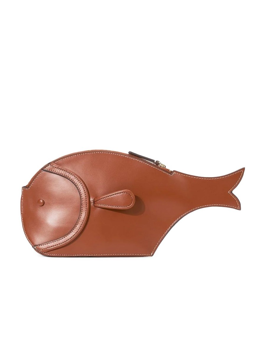 Wholesale Pesce Leather Clutch In Tan Event/Night-Out Bags