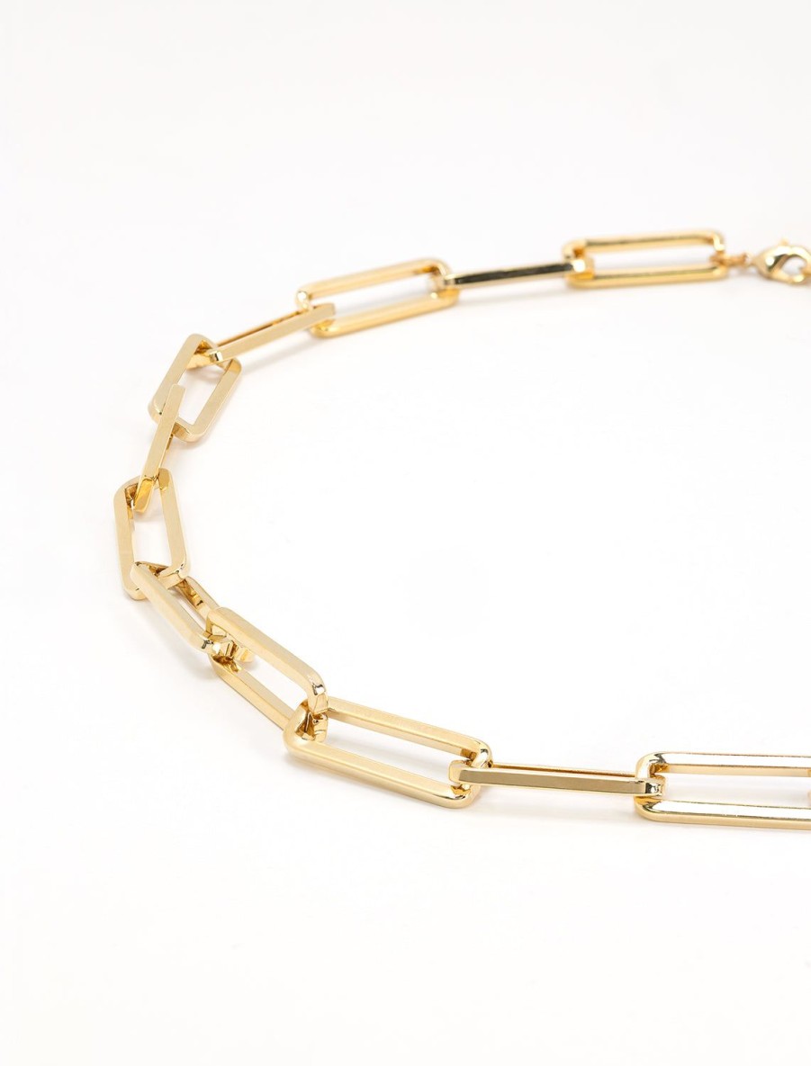 Clearance Gold Paperclip Chain Necklace Long