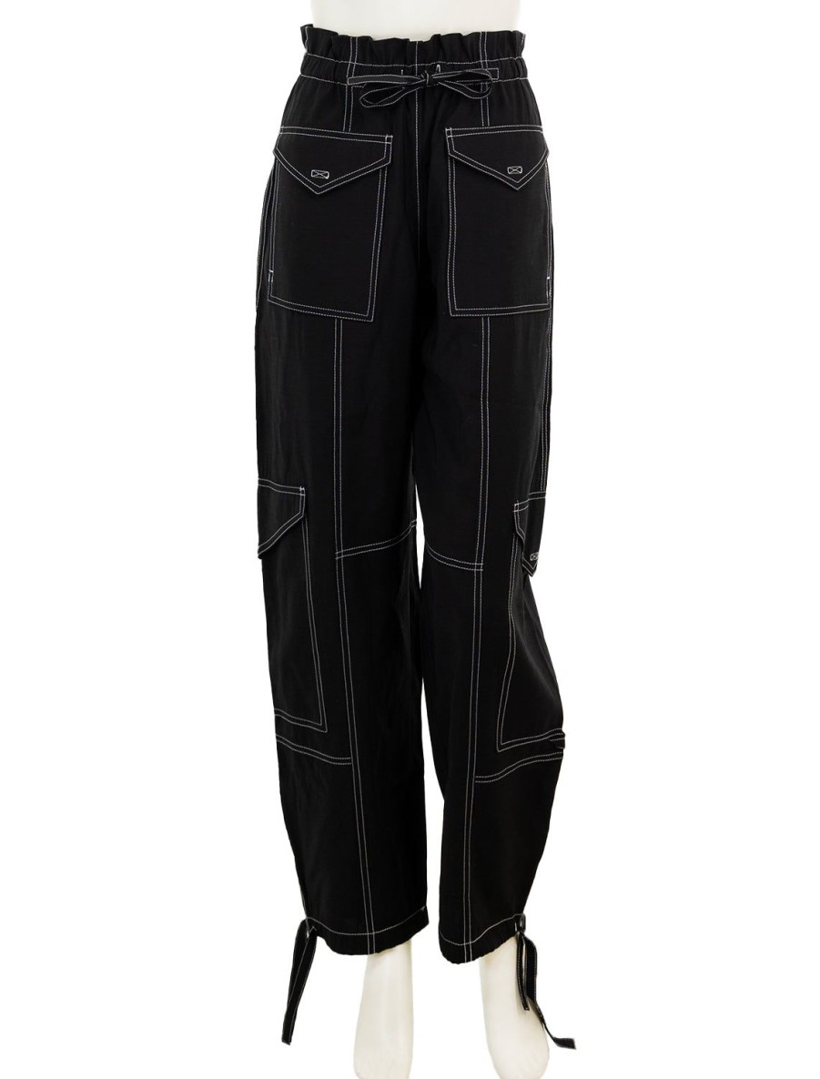 Hot Light Slub High Waist Pocket Pants Pants