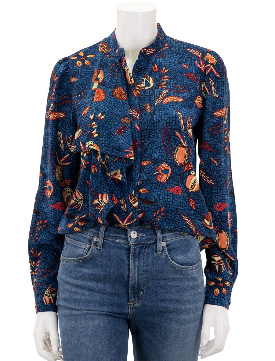 New Ashlyn Blouse In Blue Dahlia Blouses