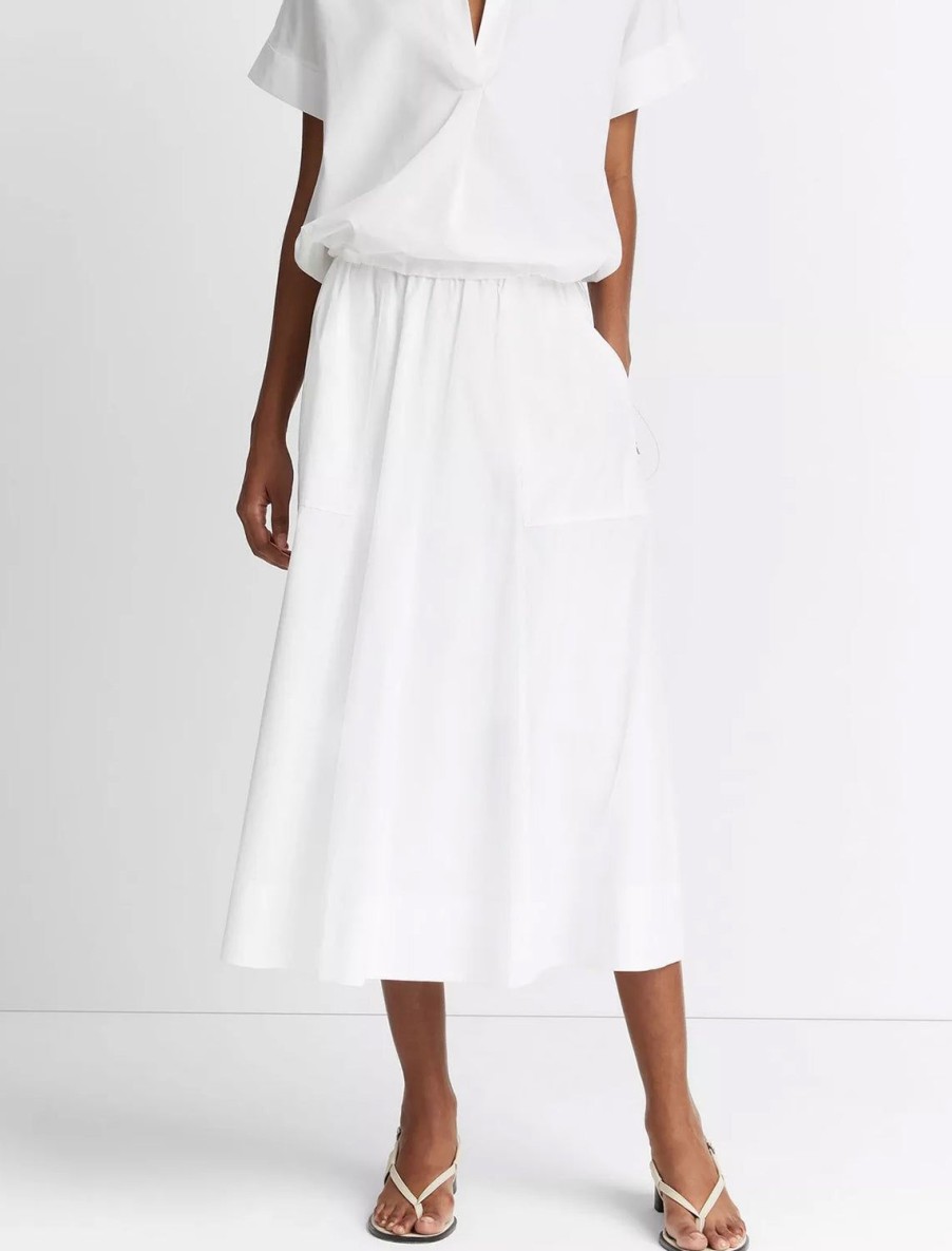 Best Gathered Utility Zipper Pocket Skirt In Optic White Skirts