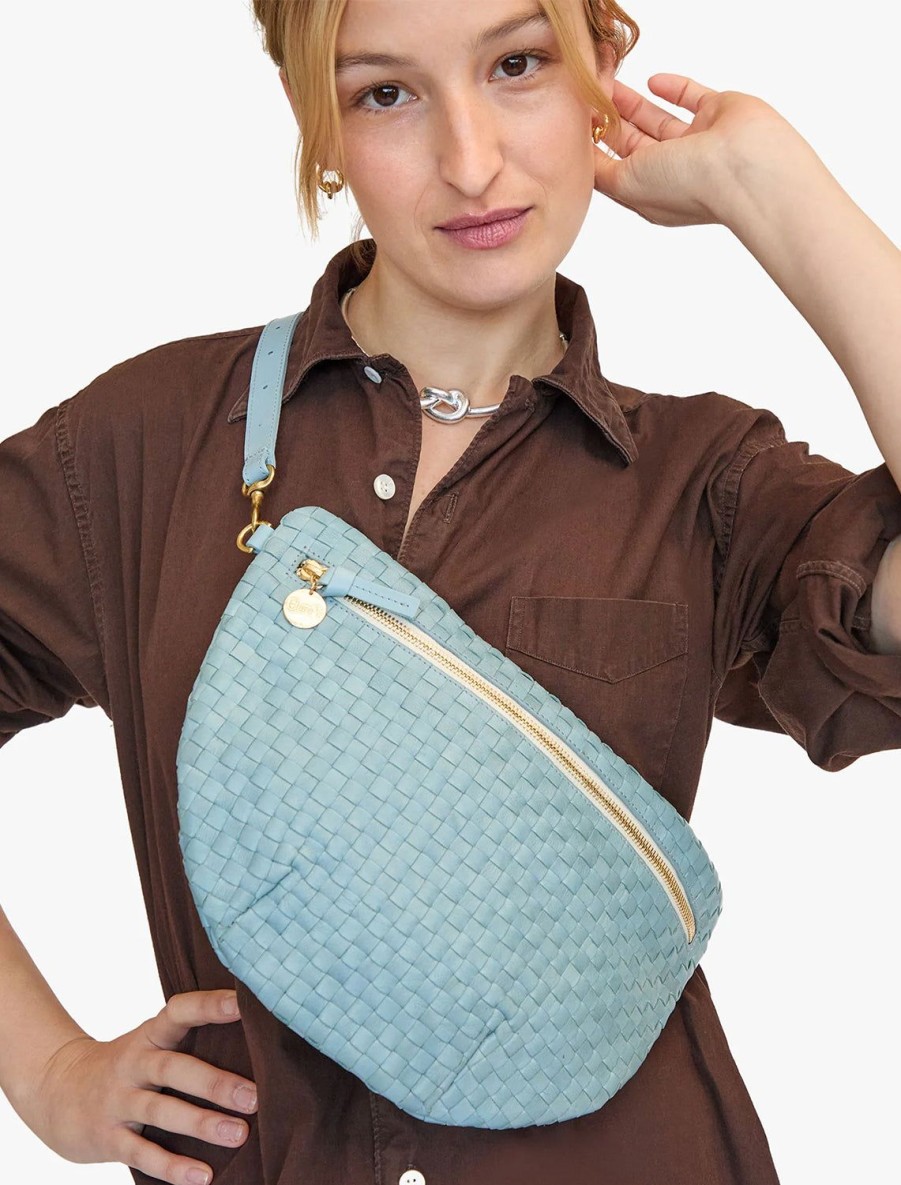 New Grande Fanny In Sunbleached Sky Blue Woven Crossbody