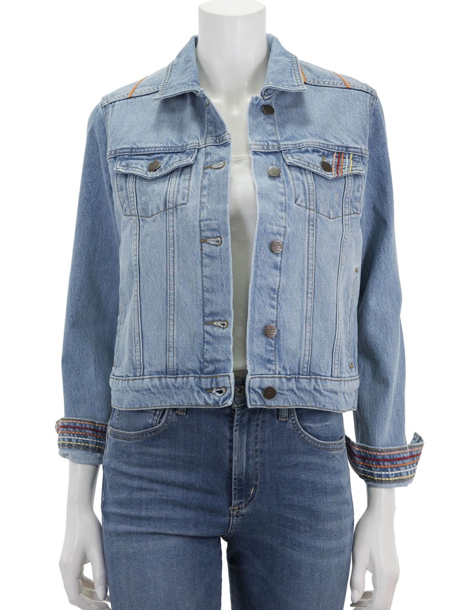 Wholesale Embroidered Denim Jacket In Light Denim Jean Jackets