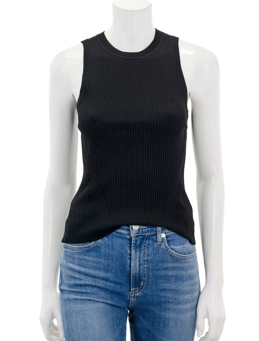 Hot Perfect Rib Tank Sweater In Black Tanks