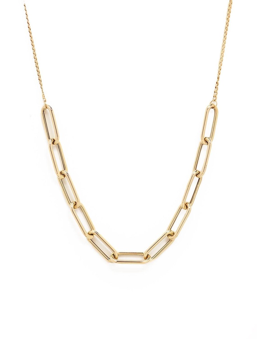 Best 14K Large Paperclip Necklace With Adjustable Curb Chain Chain Necklaces