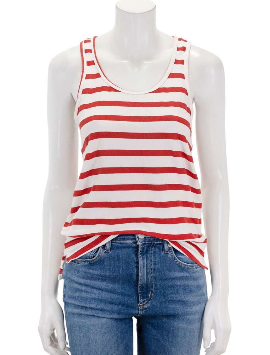 Online Printed Tank In Red And White Stripe Lounge Tops + Sweatshirts