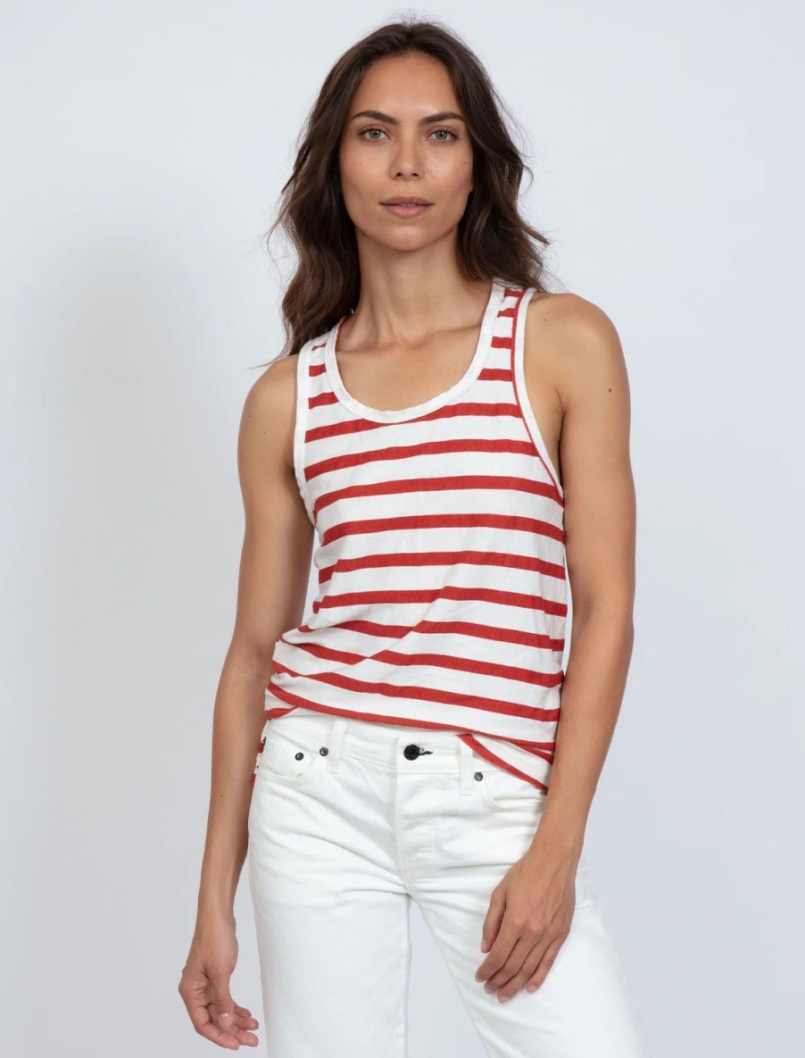 Online Printed Tank In Red And White Stripe Lounge Tops + Sweatshirts