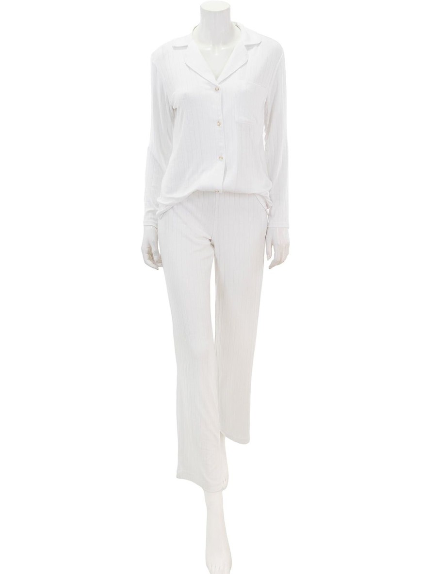 Online Gisele Rib Long Pj Set In White Pjs